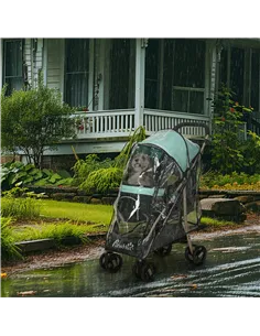 PawHut Pet Stroller for Small and Miniature Dogs, with Rain Cover - Green 2