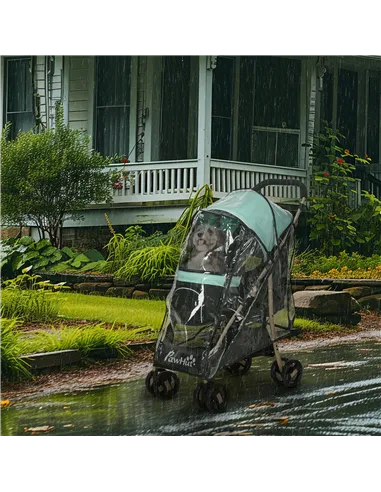 PawHut Pet Stroller for Small and Miniature Dogs, with Rain Cover - Green