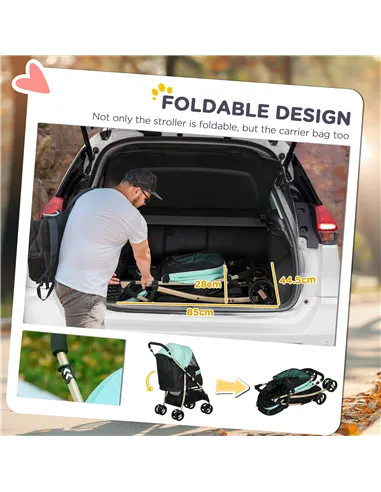 PawHut Pet Stroller for Small and Miniature Dogs, with Rain Cover - Green