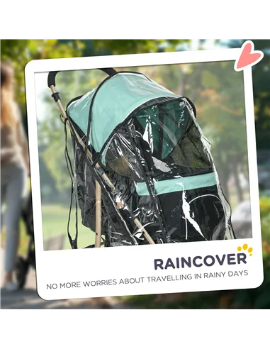 PawHut Pet Stroller for Small and Miniature Dogs, with Rain Cover - Green