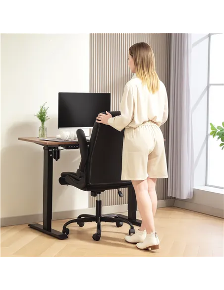 HOMCOM Faux Leather Office Chair. with Flip-Up Armrests - Black