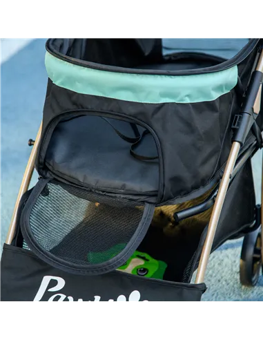 PawHut Pet Stroller for Small and Miniature Dogs, with Rain Cover - Green
