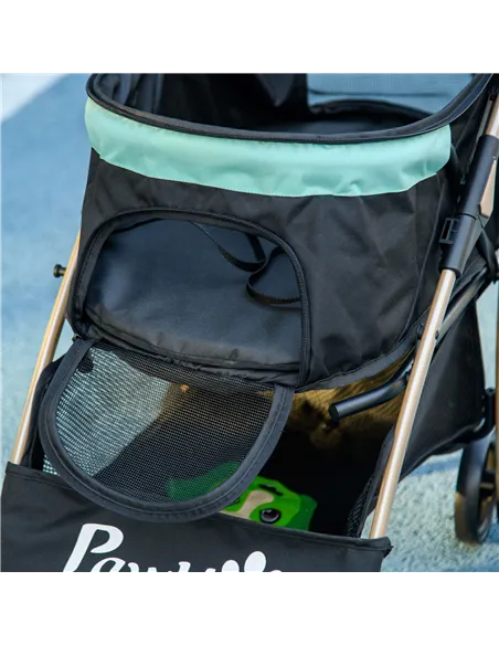 PawHut Pet Stroller for Small and Miniature Dogs, with Rain Cover - Green