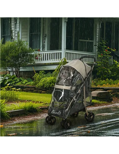 PawHut Pet Stroller for Small and Miniature Dogs, with Rain Cover - Khaki