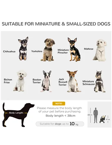 PawHut Pet Stroller for Small and Miniature Dogs, with Rain Cover - Khaki