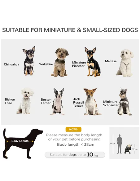 PawHut Pet Stroller for Small and Miniature Dogs, with Rain Cover - Khaki