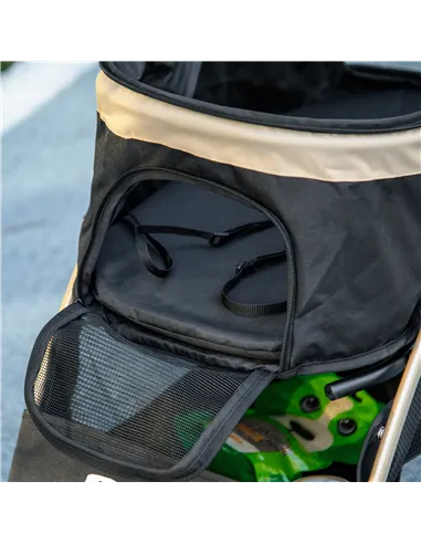 PawHut Pet Stroller for Small and Miniature Dogs, with Rain Cover - Khaki