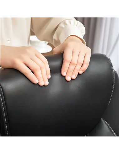 HOMCOM Faux Leather Office Chair. with Flip-Up Armrests - Black