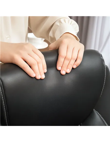 HOMCOM Faux Leather Office Chair. with Flip-Up Armrests - Black