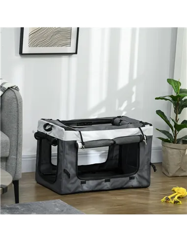 PawHut Foldable Dog Stroller, Pet Travel Crate, with Detachable Carrier, Soft Padding, for Mini, Small Dogs - Grey