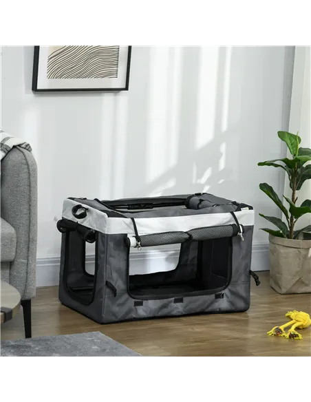 PawHut Foldable Dog Stroller, Pet Travel Crate, with Detachable Carrier, Soft Padding, for Mini, Small Dogs - Grey