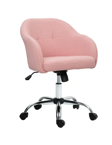 HOMCOM 46-56 cm Teddy Fleece Office Chair - Pink