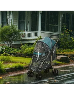 PawHut Pet Stroller for Small and Miniature Dogs, with Rain Cover - Dark Green 2