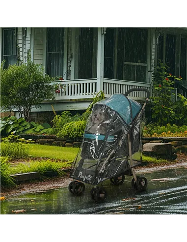 PawHut Pet Stroller for Small and Miniature Dogs, with Rain Cover - Dark Green