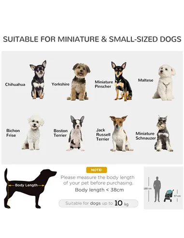 PawHut Pet Stroller for Small and Miniature Dogs, with Rain Cover - Dark Green