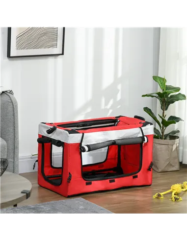 PawHut Foldable Dog Stroller, Pet Travel Crate, with Detachable Carrier, Soft Padding, for Mini, Small Dogs - Red