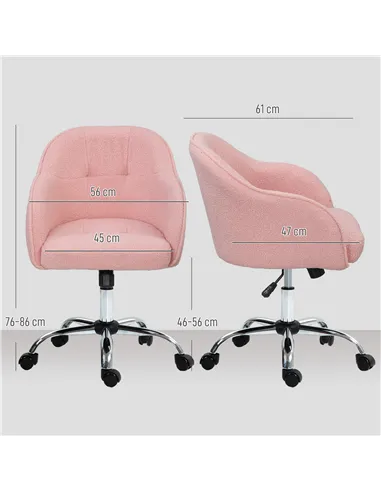 HOMCOM 46-56 cm Teddy Fleece Office Chair - Pink