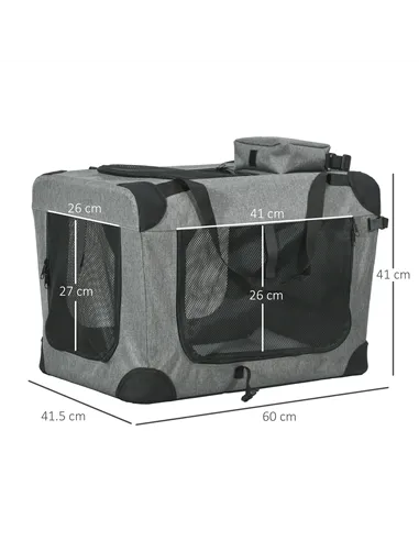 PawHut Oxford Fabric Folding Pet Carrier Bag Grey
