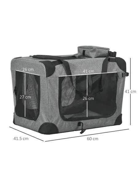 PawHut Oxford Fabric Folding Pet Carrier Bag Grey