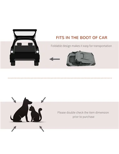 PawHut Oxford Fabric Folding Pet Carrier Bag Grey
