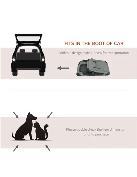 PawHut Oxford Fabric Folding Pet Carrier Bag Grey
