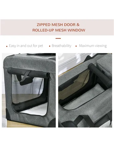 PawHut Oxford Fabric Folding Pet Carrier Bag Grey