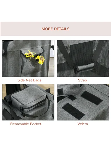 PawHut Oxford Fabric Folding Pet Carrier Bag Grey