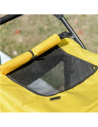 PawHut Foldable Pet Stroller, with Washable Cushion, Storage Bags, Safety Leash, for Medium, Large Dogs, Cats - Yellow