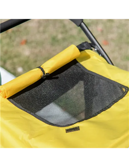 PawHut Foldable Pet Stroller, with Washable Cushion, Storage Bags, Safety Leash, for Medium, Large Dogs, Cats - Yellow