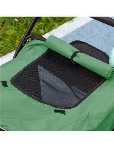 PawHut Foldable Pet Stroller, with Washable Cushion, Storage Bags, Safety Leash, for Medium, Large Dogs, Cats - Green