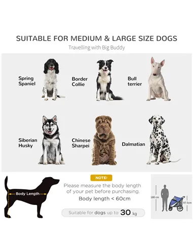 PawHut Foldable Pet Stroller, with Washable Cushion, Storage Bags, Safety Leash, for Medium, Large Dogs, Cats - Blue