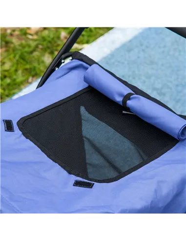 PawHut Foldable Pet Stroller, with Washable Cushion, Storage Bags, Safety Leash, for Medium, Large Dogs, Cats - Blue