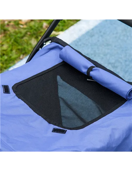 PawHut Foldable Pet Stroller, with Washable Cushion, Storage Bags, Safety Leash, for Medium, Large Dogs, Cats - Blue