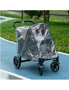 PawHut 4 Wheel Pet Stroller with Rain Cover for Medium and Large Dogs - Black 2