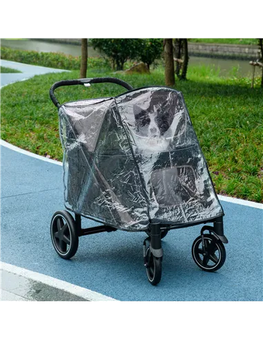 PawHut 4 Wheel Pet Stroller with Rain Cover for Medium and Large Dogs - Black