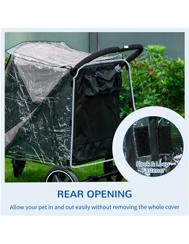 PawHut 4 Wheel Pet Stroller with Rain Cover for Medium and Large Dogs - Black