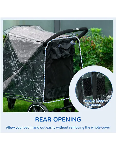 PawHut 4 Wheel Pet Stroller with Rain Cover for Medium and Large Dogs - Black