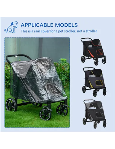 PawHut 4 Wheel Pet Stroller with Rain Cover for Medium and Large Dogs - Black