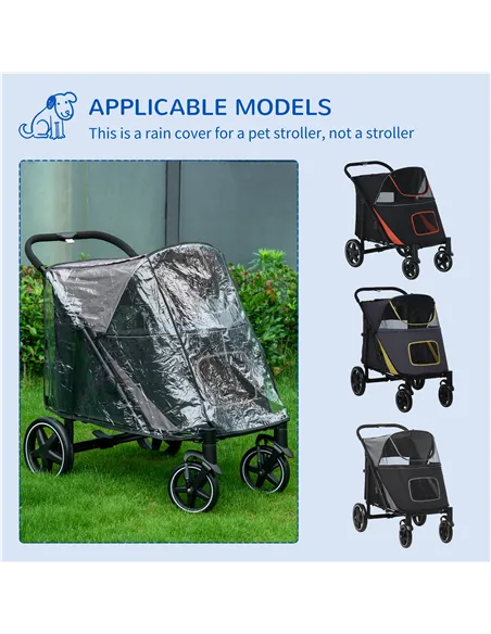 PawHut 4 Wheel Pet Stroller with Rain Cover for Medium and Large Dogs - Black