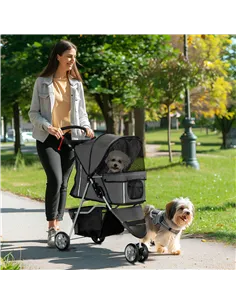 PawHut 3 Wheel Pet Stroller for Small and Miniature Dogs, Charcoal Grey 2