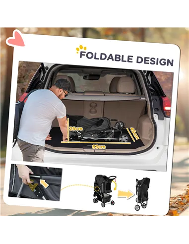 PawHut 3 Wheel Pet Stroller for Small and Miniature Dogs, Charcoal Grey