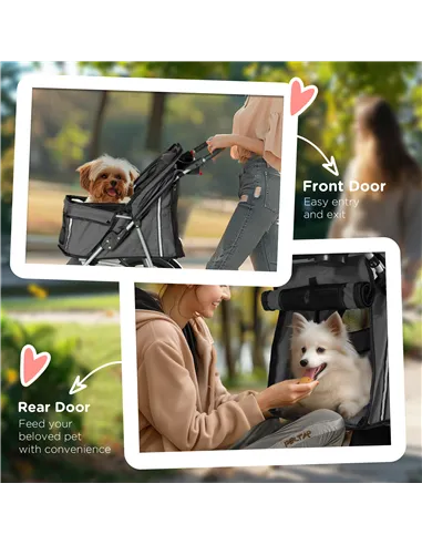 PawHut 3 Wheel Pet Stroller for Small and Miniature Dogs, Charcoal Grey