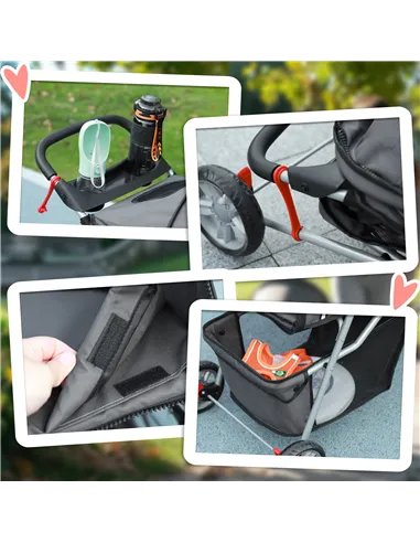 PawHut 3 Wheel Pet Stroller for Small and Miniature Dogs, Charcoal Grey