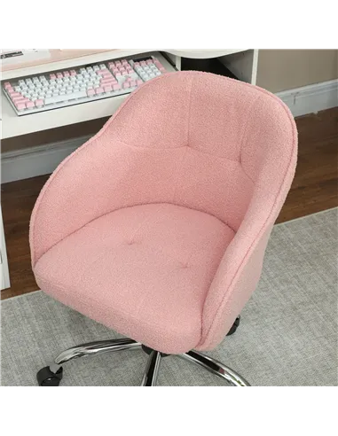 HOMCOM 46-56 cm Teddy Fleece Office Chair - Pink