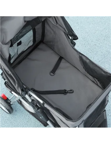 PawHut 3 Wheel Pet Stroller for Small and Miniature Dogs, Charcoal Grey