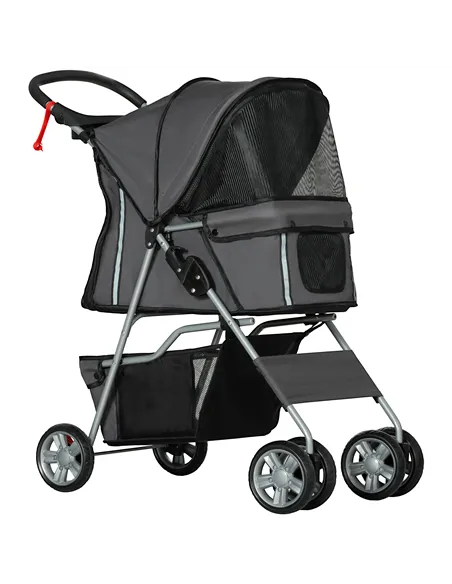 PawHut Foldable Pet Stroller for Small and Miniature Dog, Dark Grey