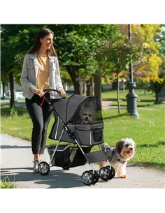 PawHut Foldable Pet Stroller for Small and Miniature Dog, Dark Grey 2