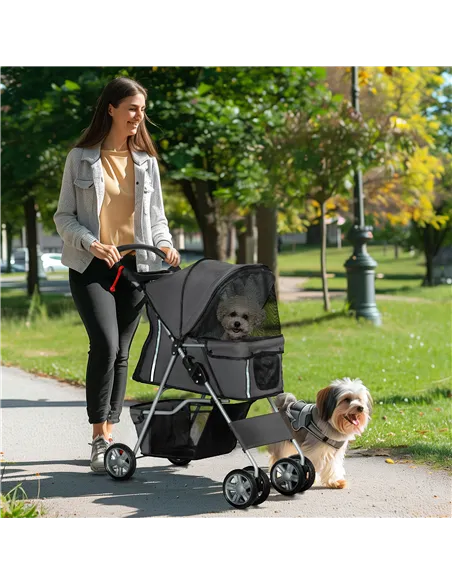PawHut Foldable Pet Stroller for Small and Miniature Dog, Dark Grey
