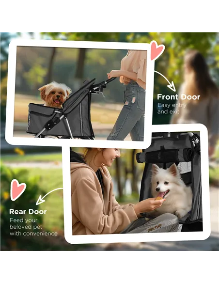 PawHut Foldable Pet Stroller for Small and Miniature Dog, Dark Grey