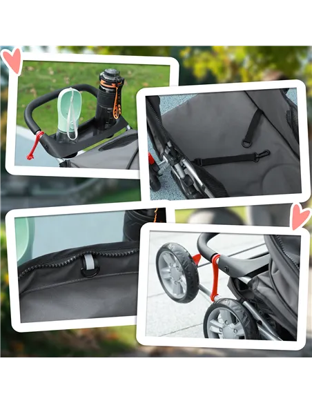 PawHut Foldable Pet Stroller for Small and Miniature Dog, Dark Grey